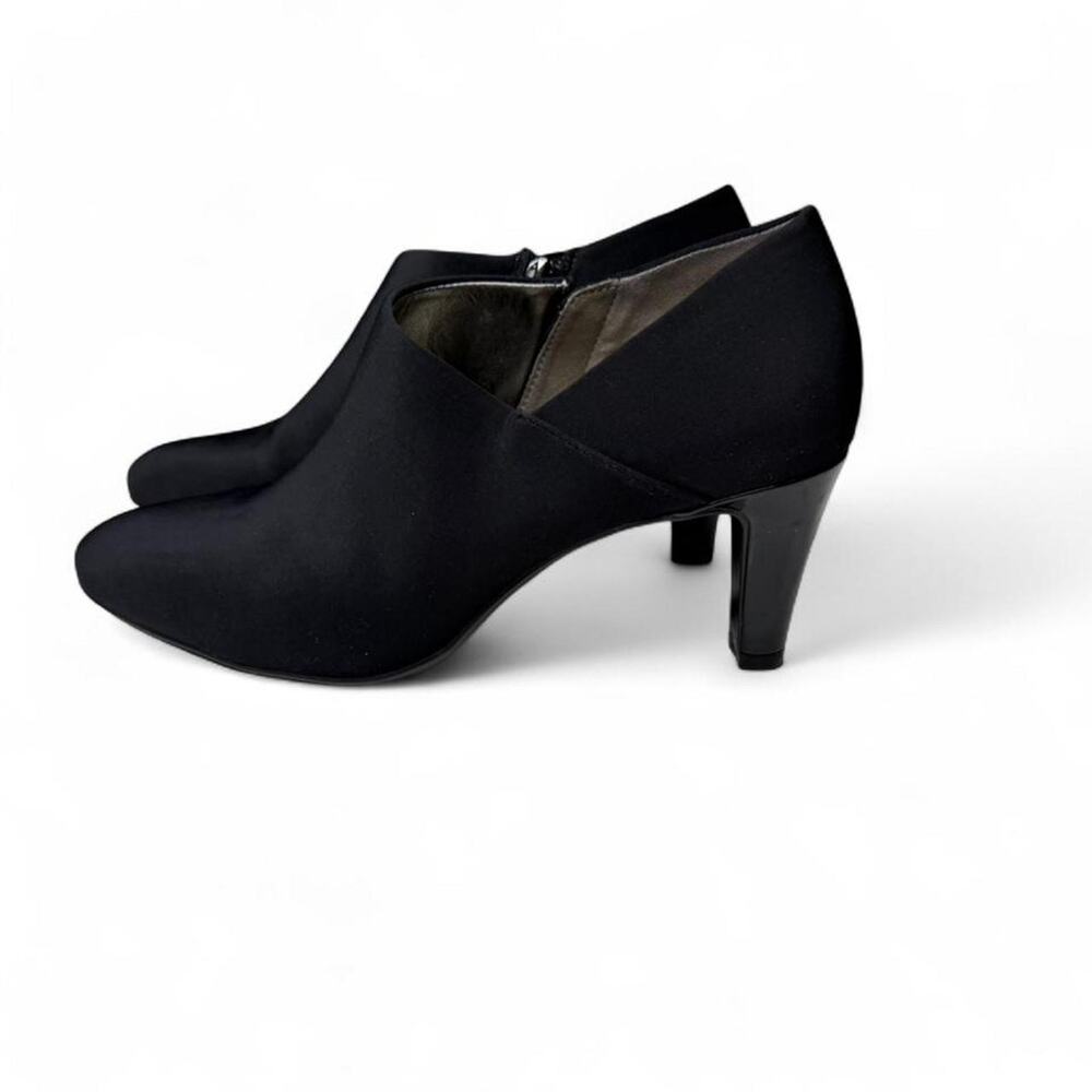 Bandolino Black Stretch Ankle Bootie Heels Sz‎ 8M – Sleek Minimalist Career Core